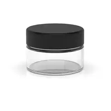 1 oz Child Resistant Clear Black Glass Jars