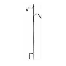 AGW 90"x24" Square Tall Offset Shepherd Hook w/ Finial Matte Black