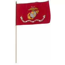 FlagZone 12"x18" Marine Corps Poly Cotton Stick