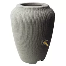 Algreen 50gal Wicker Rain Barrel Warm Gray