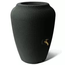 Algreen 50gal Wicker Rattan Rain Barrel Black