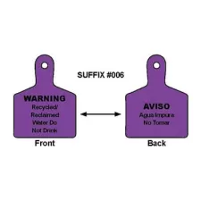 3" x 4" Purple Polyurethane Recycled/Reclaimed Water Do Not Drink Legend Double Sided Valve ID Tag | CSTIDMAXP2RC006