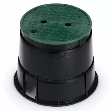 10" Round Black Body Irrigation Control Valve Professional with Overlapping Green Lid Valve Box | RBBPVB10RND