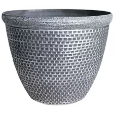 Grower Select 12" Cromarty Planter Black w/Silver Brush 16/CS 3.1gal