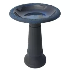 Algreen 20"x20"x20" Plastic/ Stone Composite Birdbath Blue