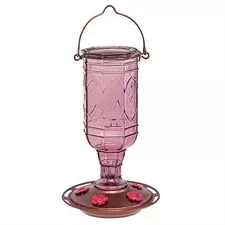Classic 20oz Jewel Glass Amethyst Hummingbird Feeder 5 Ports