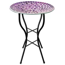 Gardener Select 14" Purple Haze Glass Birdbath w/Stand
