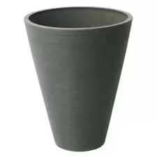 Algreen 11"x14" Round Ribbed Planter Charcoal