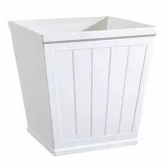 20 Inch White Resin Beadboard Square Planter