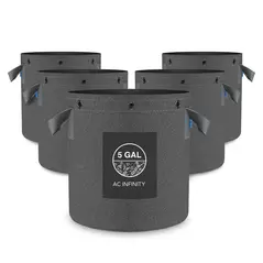 Heavy Duty Reusable Fabric Pots - 5 Gallon - 5-Pack