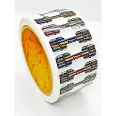 Silver Hologram Labels with Black Background , Dogbone Tamper Evident Stickers - SW Packaging