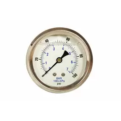 Glycerin Liquid Filled Pressure Gauge-Back Mount - 0-100 PSI