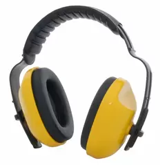 Adjustable Headband Ear Muffs Yellow with Black