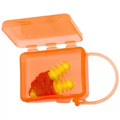 Easy-Fit Ear Plugs with Corded Nylon Neck String and Case, Box of 50 pairs
