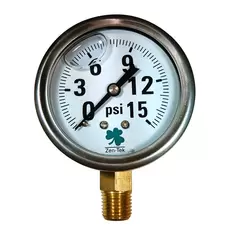 Glycerin Liquid Filled Pressure Gauge - 15 PSI