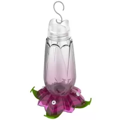 Classic 18oz Glass Floral Hummingbird Feeder Purple