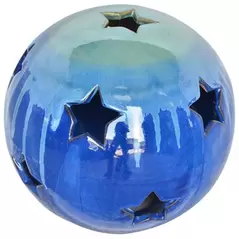 MCarr 10" Sphere With Stars Blue Green On Light Blue