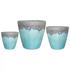 MCarr 6pc Large Round Planter Pallet Volcanic On Milky Blue