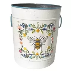 DDI 10.2in Honey Bee Metal Planter Rustic White