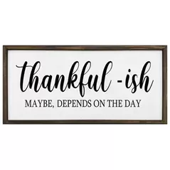 DDI 36in x 17.25in Wooden Thankful-ISH Sign