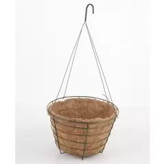 Oregon Wire Moss Basket - 14", Green Includes: 21" 4-Strand Hgr & Coco Liner