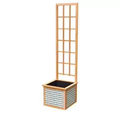 Panacea 76"x16" Galvanized & Cedar Square Planter Box with Trellis