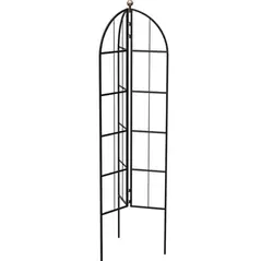 Panacea 64" Modern Farmhouse Folding 3- Panel Garden Obelisk/Trellis with copper Accent Ball