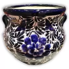 Talavera 14" Blue & White Michoacana Pot