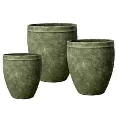 MCarr 3pc Tall Planter Set Weathered Green