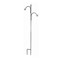 AGW 90"x24" Square Tall Offset Shepherd Hook w/ Finial Matte Black