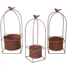 Braun Rustic Bird Planter Medium