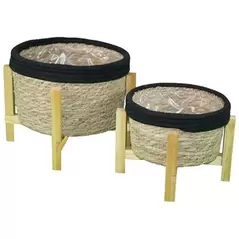Braun Seagrass Cylinder Planter