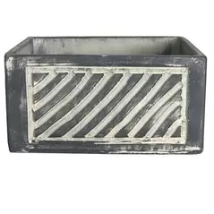 MCarr 7.9" Low Square Pot W/ Diagonal Stripe Gray