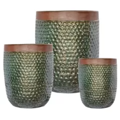 MCarr 12PC Tall Dimple Plt Fall Green Unglaze Rim