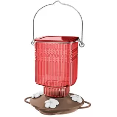 Natures Way 22oz Crimson Carnation Antique Glass Hummingbird Feeder