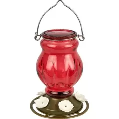 Natures Way 25oz Antique Glass Hummingbird Feeder Ruby Visions