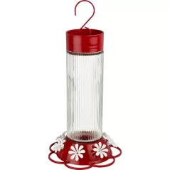 Natures Way 28oz Hummingbird Feeder Ribbed Rose Glass