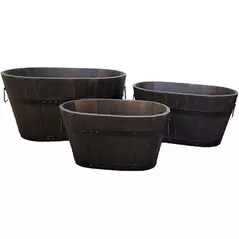 Devault 3pc Set Oval Planters Dark Oil Stain