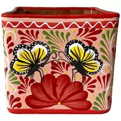 Talavera 8" Bella Especial Square Pot Red