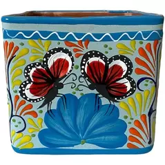 Talavera 8" Bella Especial Square Pot Lite Blue