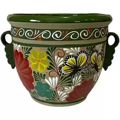Talavera 12" Bella Especial Dolares Pot Green
