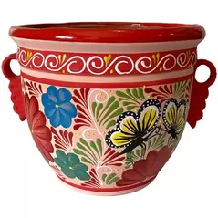 Talavera 12" Bella Especial Dolares Pot Red