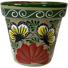 Talavera 9" Bella Especial Flower Pot Green