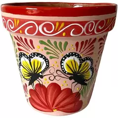 Talavera 9" Bella Especial Flower Pot Red