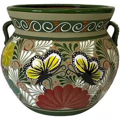 Talavera 10" Bella Especial Michoacana Pot Green