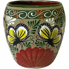 Talavera 12"Hx12"W Bella Especial Ovalo Pot Green