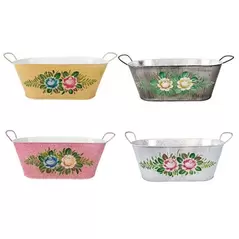 VCS 17" Handpainted Floral Oval Planter