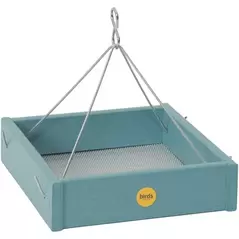 Birds Choice Square Hanging Platform Feeder Recycled Plastic Lake Blue