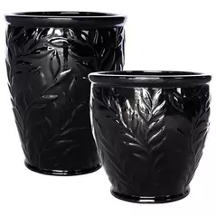 MCarr 30pc Round Fern Planter Pallet Glossy Black