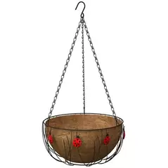 Panacea 14" D Ladybug Hanging Basket with Coco Liner